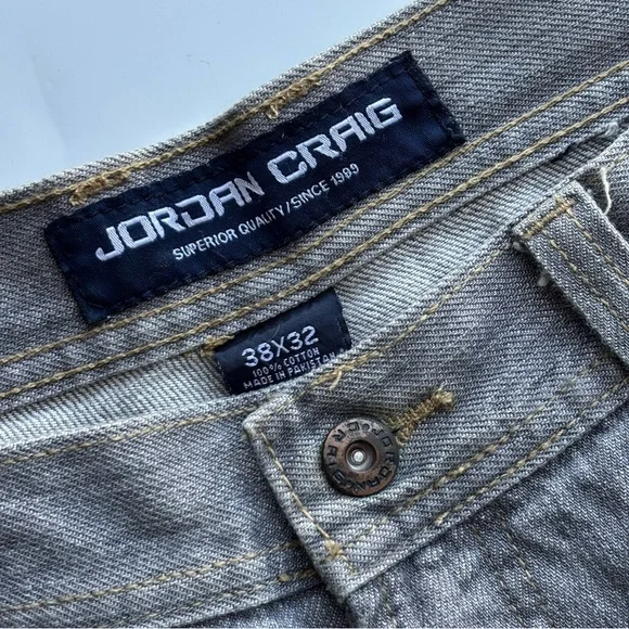 Jordan Craig Jeans Men’s 38x32 Stonewash Gray Denim Streetwear Baggy Grunge - Picture 4 of 16